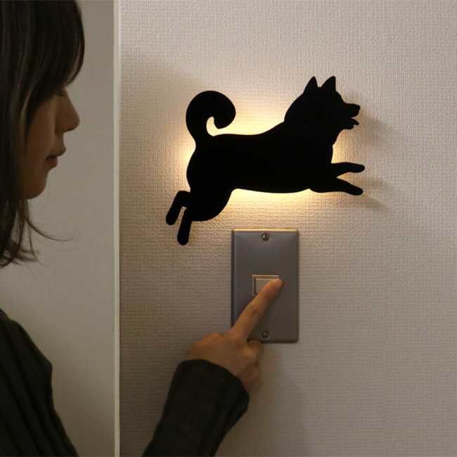日本製 - 柴犬剪影LED壁燈