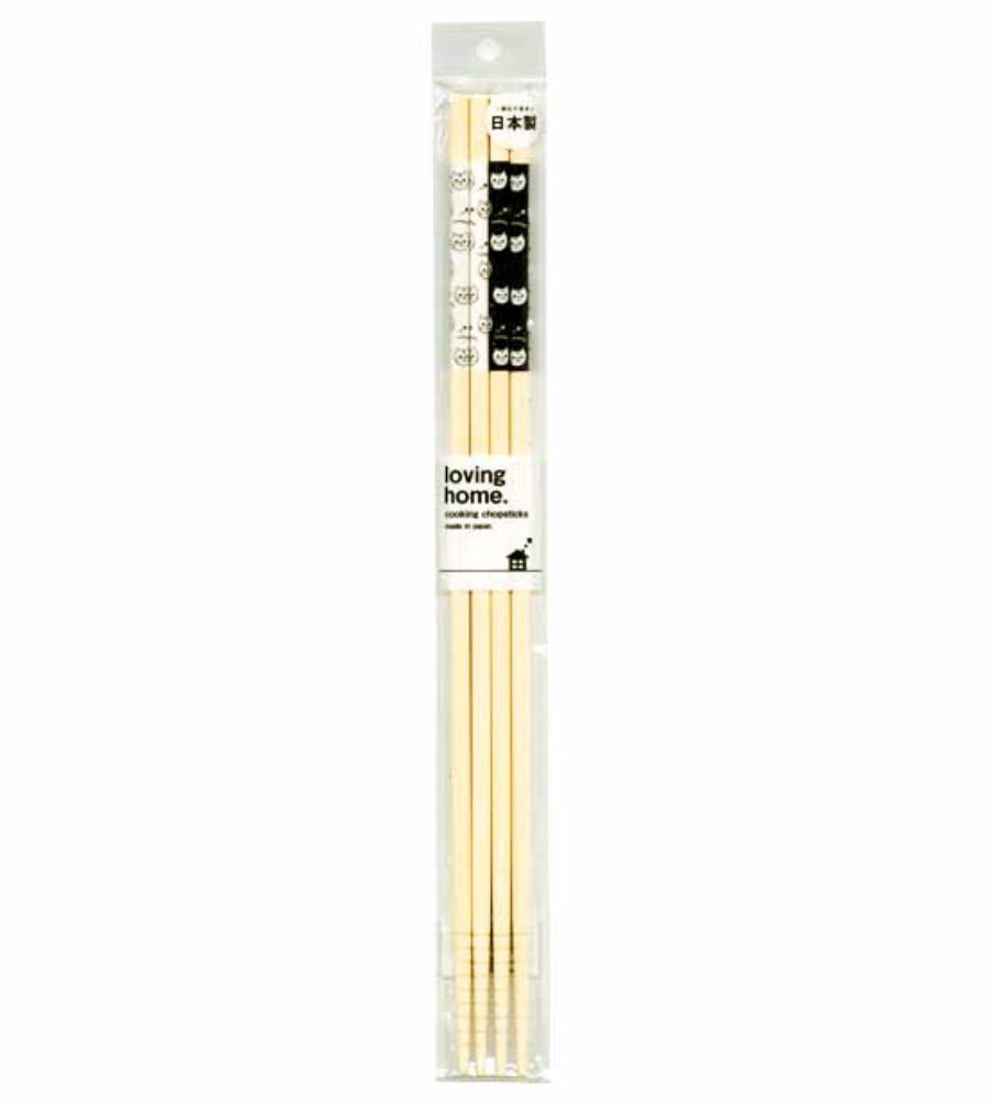 日本製 - 貓圖案特長筷子 33厘米 (一套兩對)